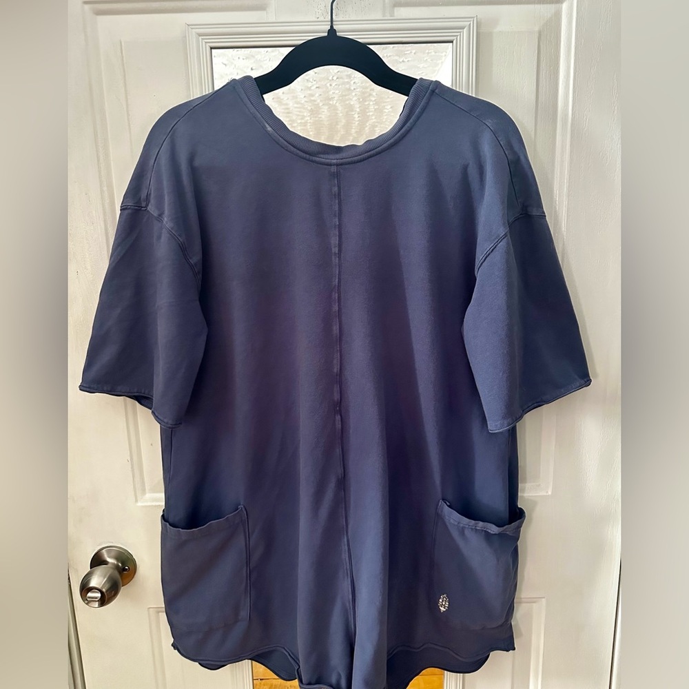 FP Movement by Free People Hot Shot Tee Romper - Size S (Small) - Indigo Blue